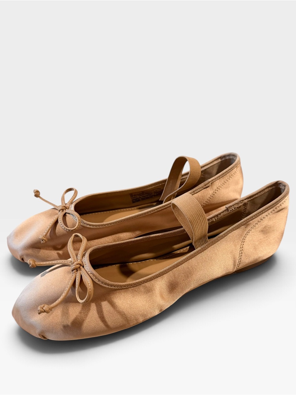 NEW American Eagle Rose Gold Satin Mary Jane Ballet Flats Size 10 Bow Toe